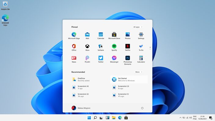 The Start Menu will have a centralized version in Windows 11