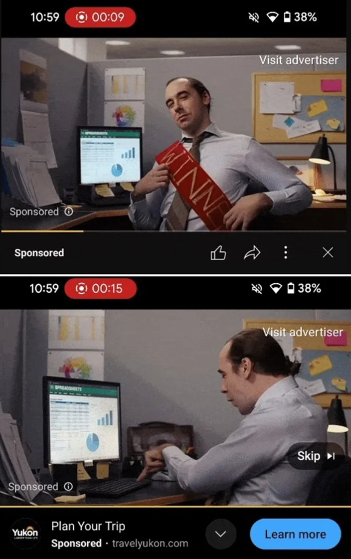 YouTube starts hiding the ad skip button on mobile