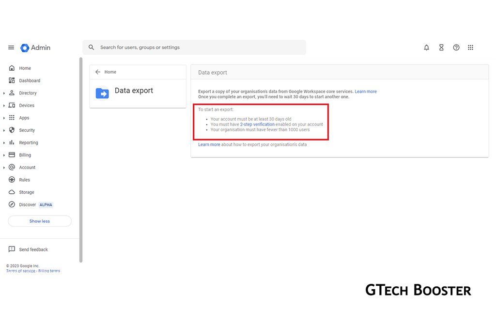 Export all of your Google Workspace data
