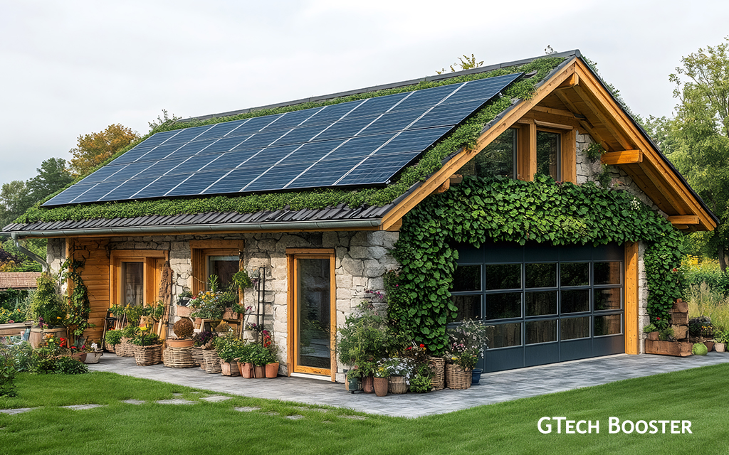A home powered with solar energy.